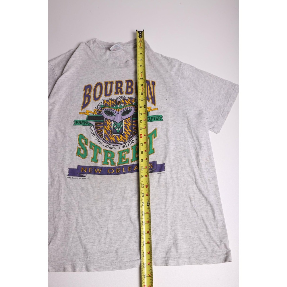 Vintage 1990 Bourbon Street New Orleans T-Shirt Hanes Heavyweight Gray XL 90s - Picture 6 of 7